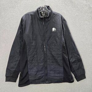 Tacobell Men Jacket Large Black Quilted‎ Logo Pockets Full Zip Long Sleeve